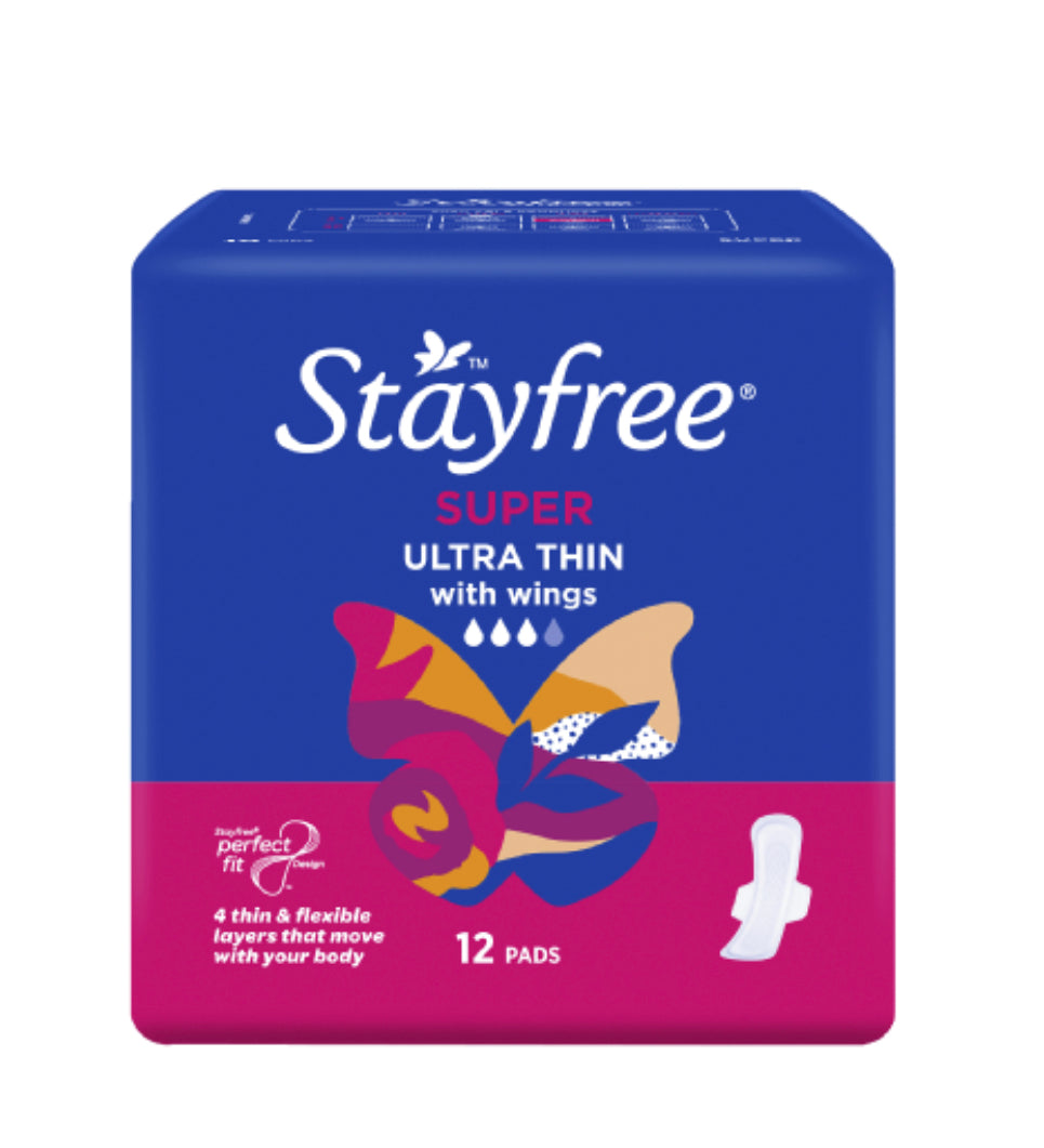 Stayfree Ultra Thin Super Pads With Wings 12pk