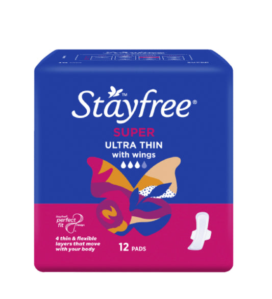 Stayfree Ultra Thin Super Pads With Wings 12pk