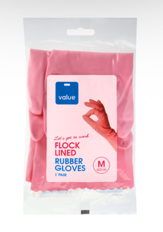 Value Flock Lined Rubber Gloves Medium 1pk