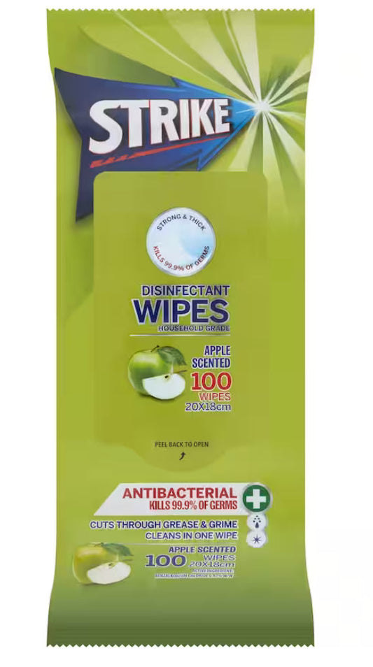 Strike Cleaning Wipes Disinfectant Apple 100pk -(B2B)