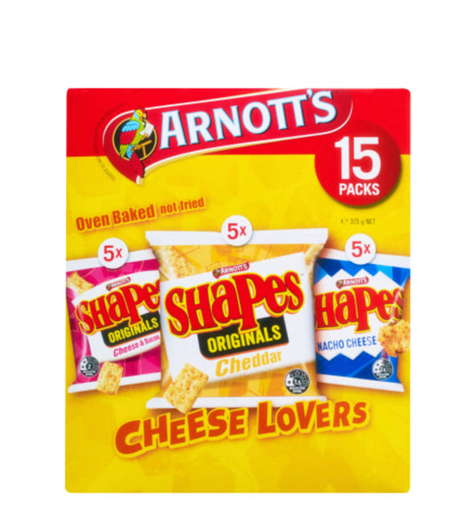 Arnott's Shapes Cheese Lovers Multi Pack 15pk -(B2B)
