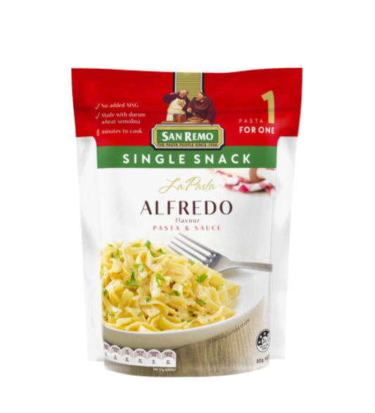 San Remo La Pasta Alfredo Pasta & Sauce Single Snack 80g