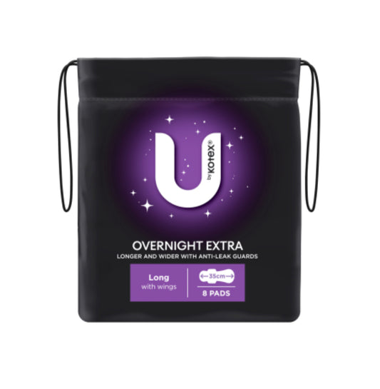 U By Kotex Overnight Extra Long Pads With Wings 8pk